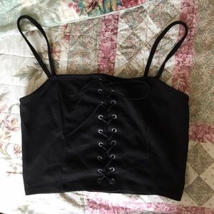 Forever 21 Tie-Up Black Crop Top